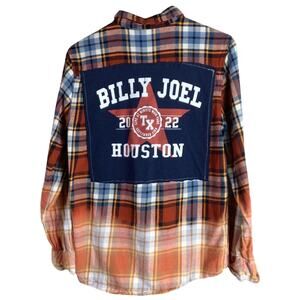 BILLY JOEL 2022 tour Houston flannel reworked bleached shirt Med